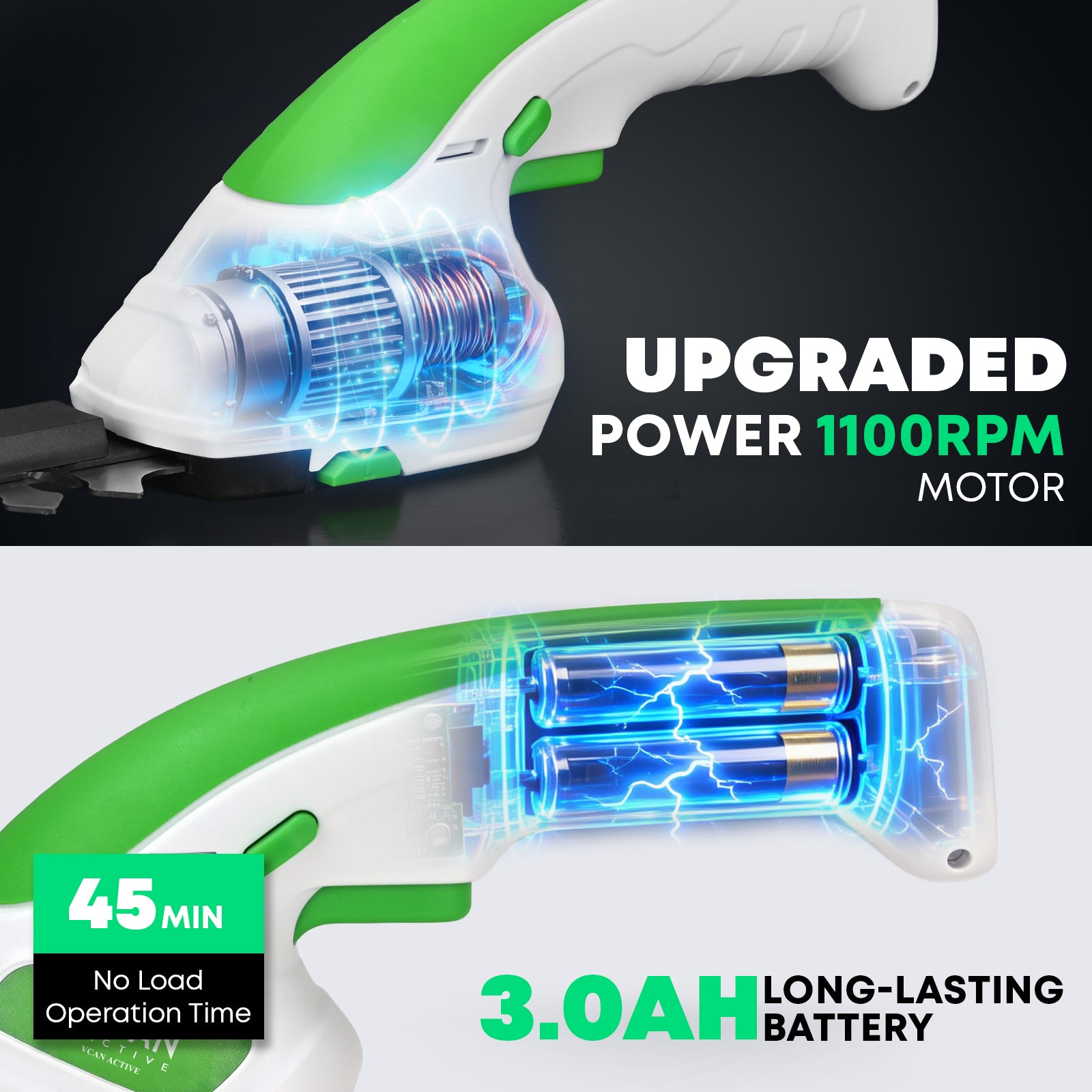 2-in-1 Hedge Trimmer Cordless & Grass Shear | 7.2V Handheld Electric Shrub Trimmer | Lightweight Rechargeable Battery with Type-C Cable | 2 * 1.5Ah Battery Powered for Garden, Yard, Lawn