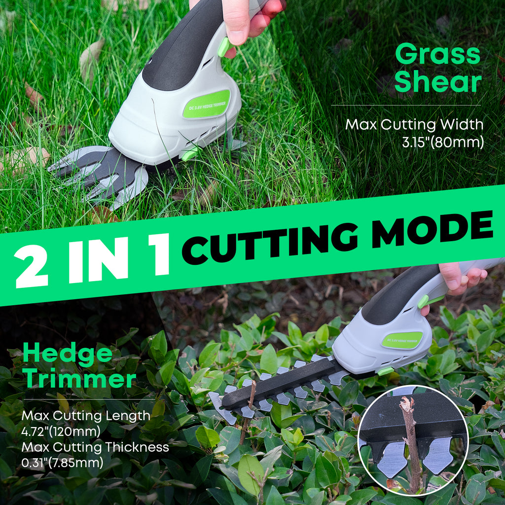 2-in-1 3.6V Cordless Hedge Trimmer
