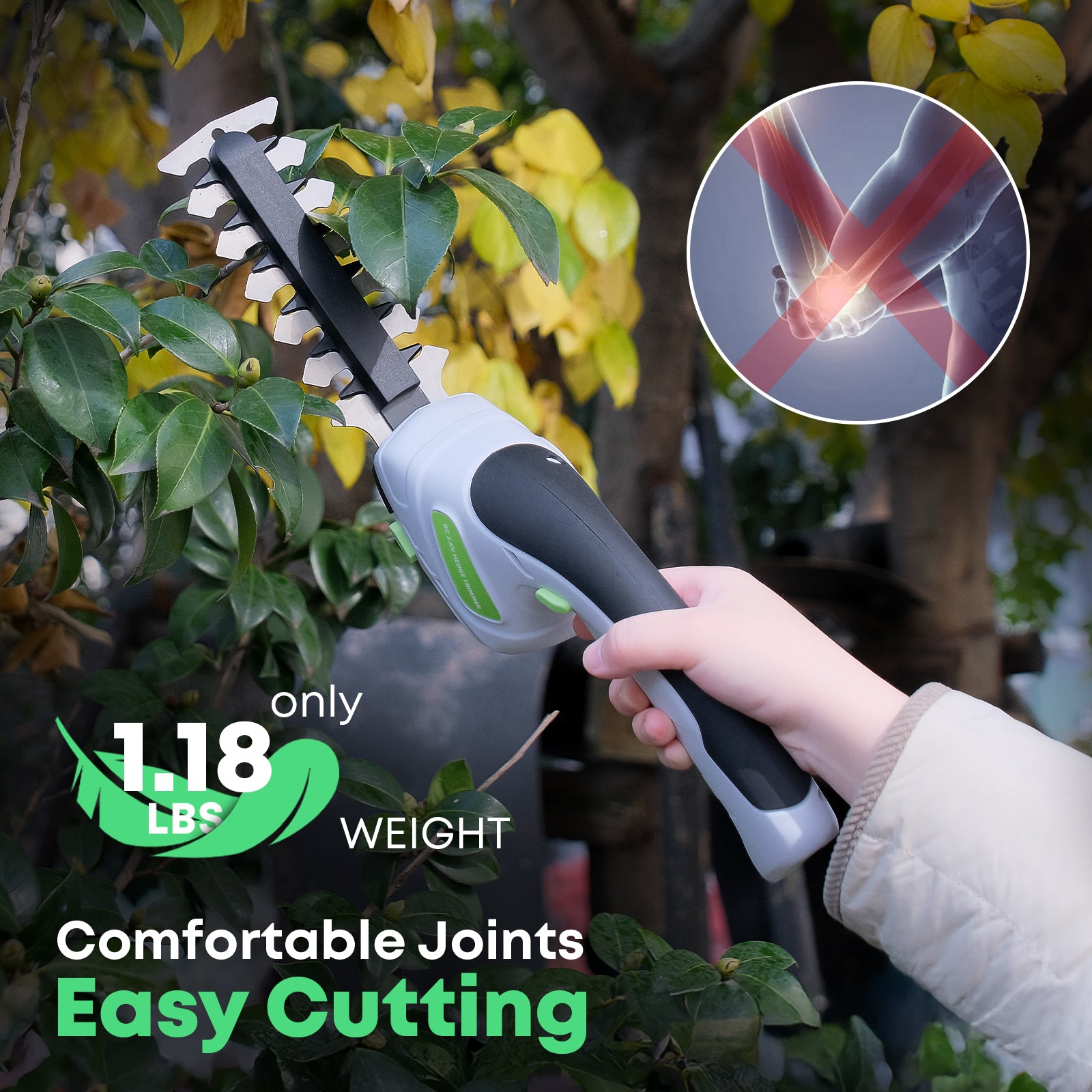 2-in-1 3.6V Cordless Hedge Trimmer