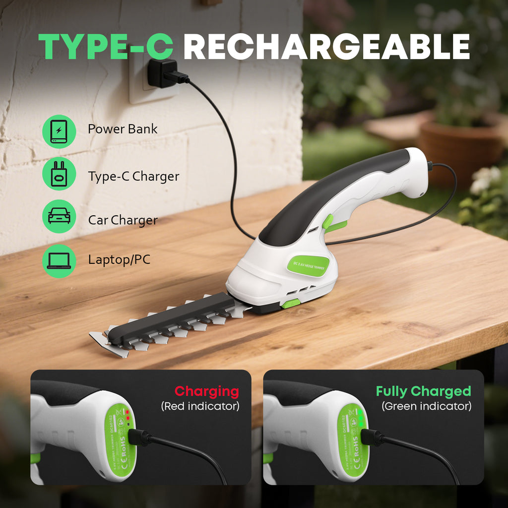 2-in-1 3.6V Cordless Hedge Trimmer