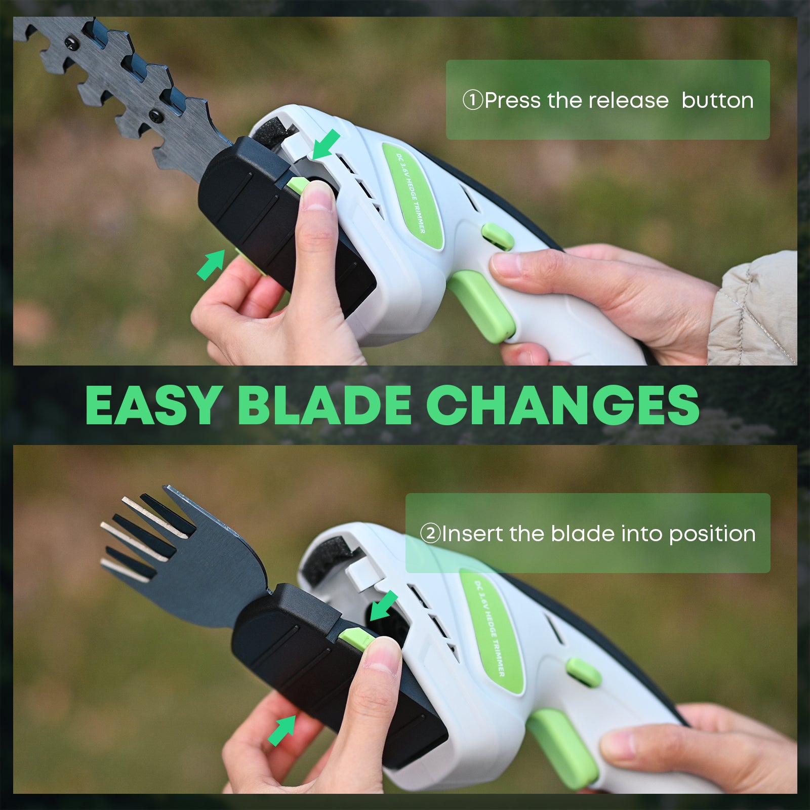 2-in-1 3.6V Cordless Hedge Trimmer
